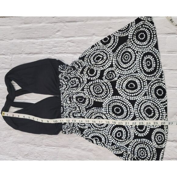 Pretty Good vintage Y2K halter V neck black white geometric circles size small - Picture 9 of 10